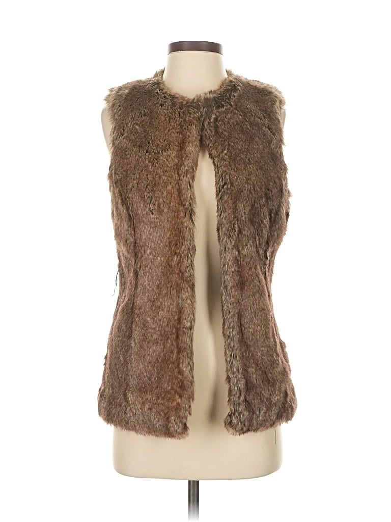 Pre-owned Assorted Brands Faux Fur Vest In Brown