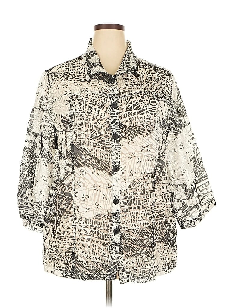 Pre-owned Westbound 3/4 Sleeve Button Down Shirt In Silver