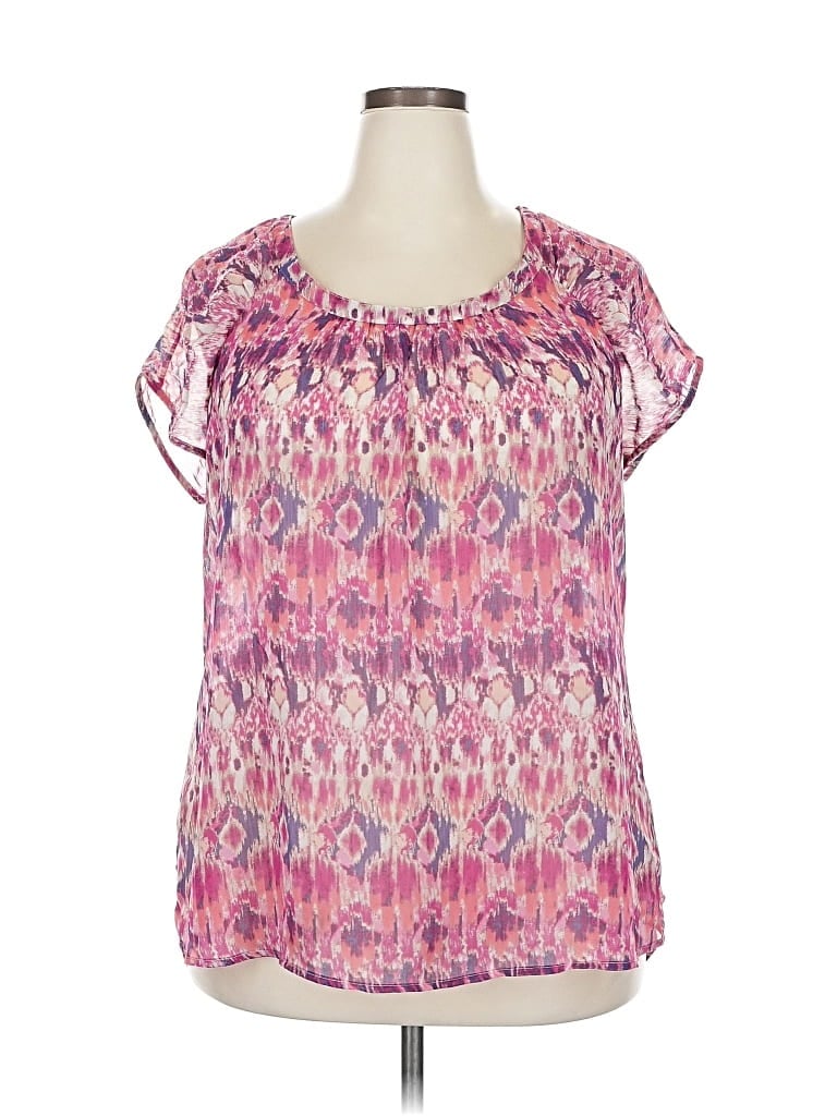 Pre-owned Dressbarn Short Sleeve Blouse In Pink