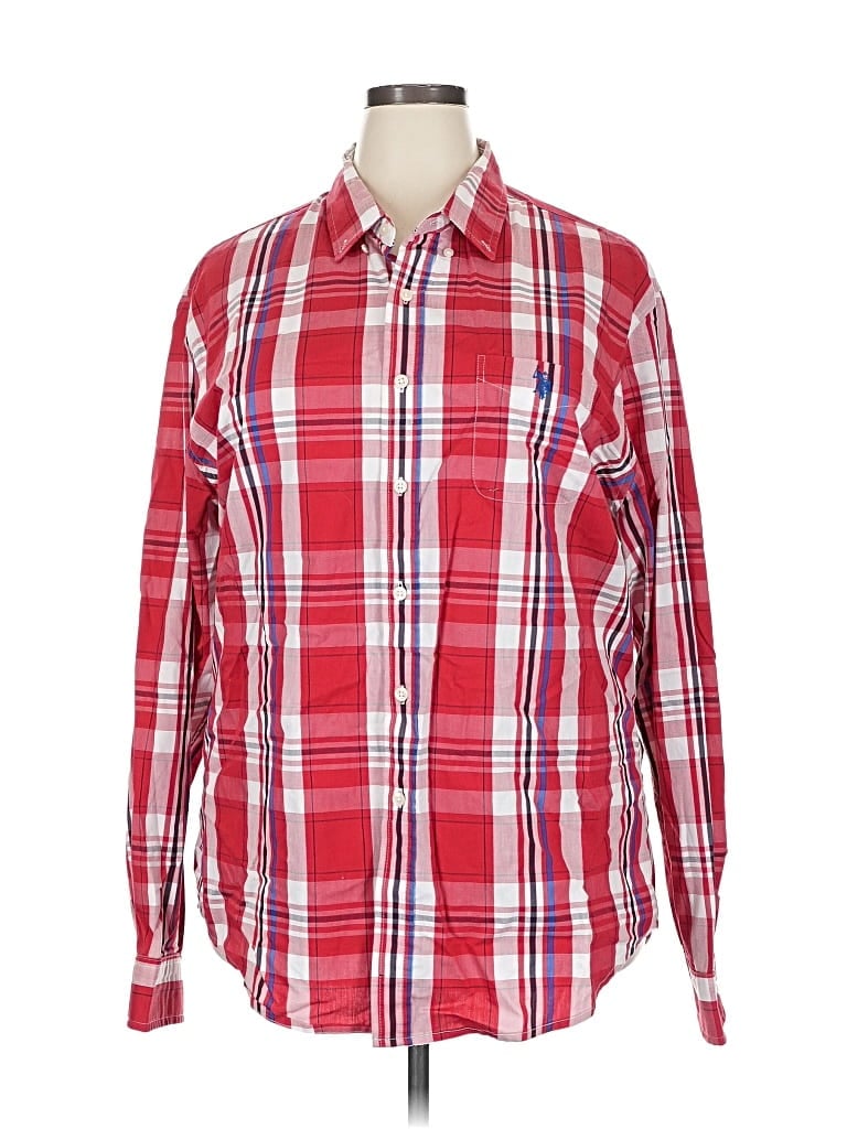 Pre-owned U.s. Polo Assn Long Sleeve Button Down Shirt In Red