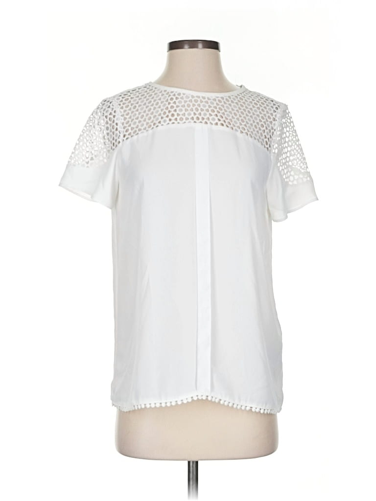 Pre-owned Zara Basic Short Sleeve Blouse In White