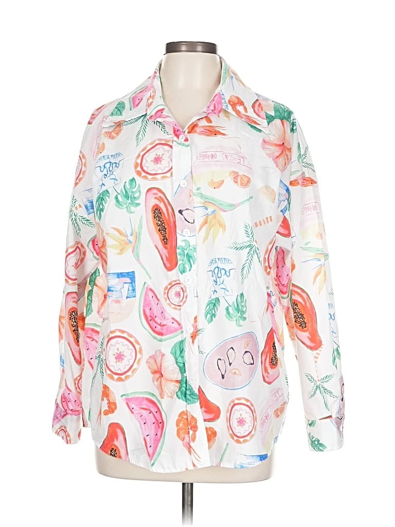 Pre-owned Beulah Style Long Sleeve Blouse In White