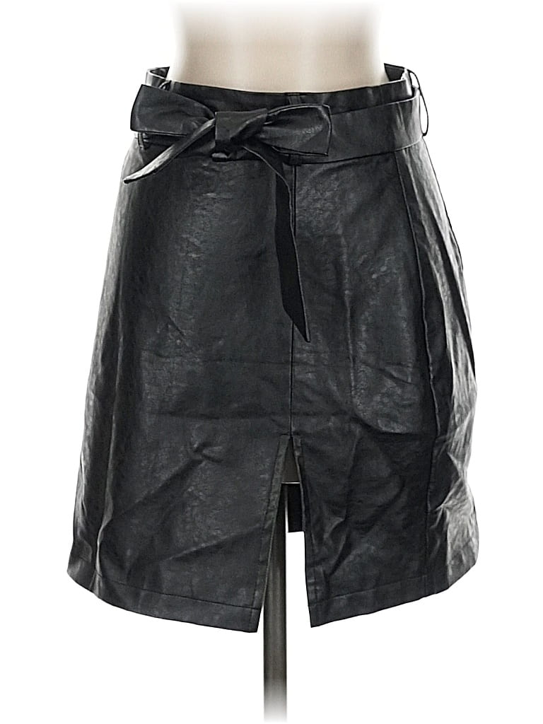 Pre-owned Shein Faux Leather Skirt In Black