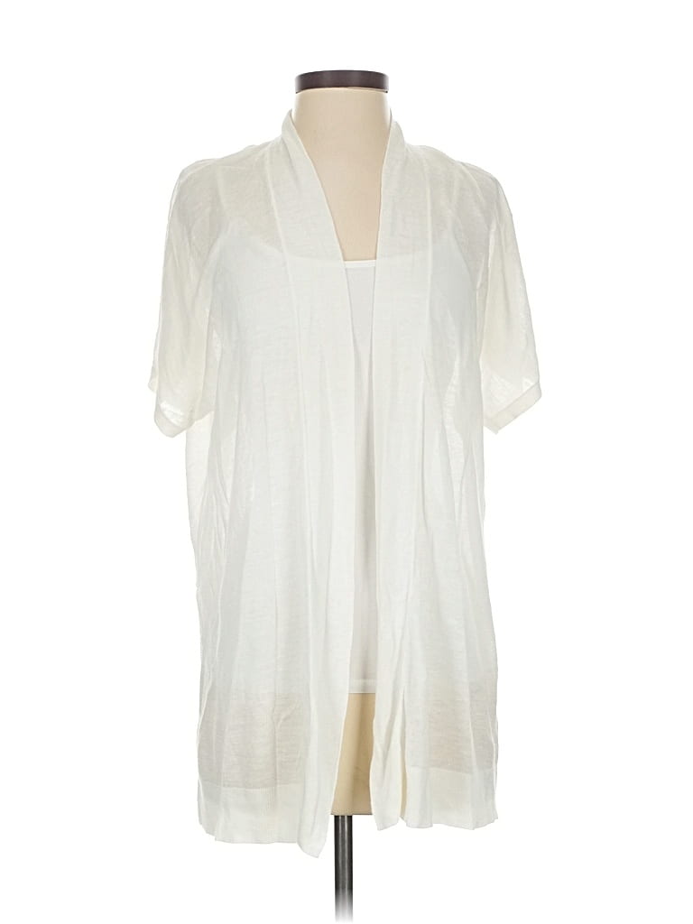 Pre-owned Ann Taylor Loft Cardigan Sweater In White