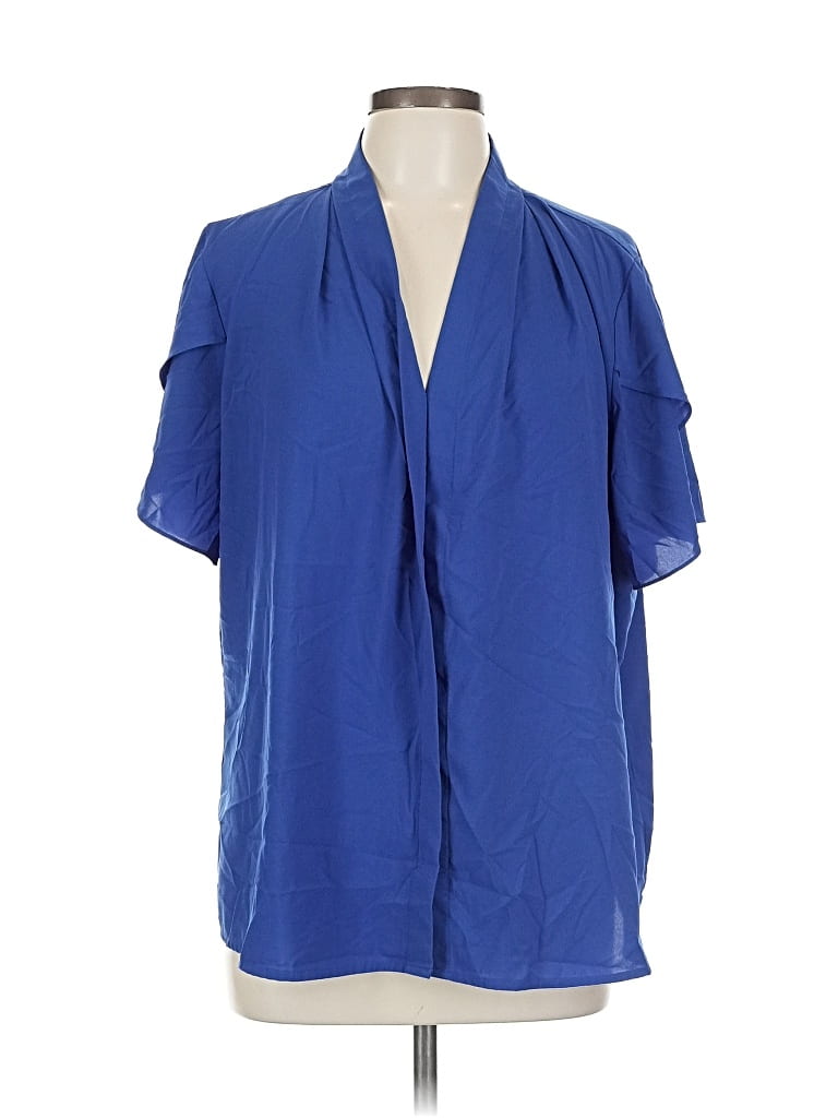 Pre-owned Unbranded Short Sleeve Blouse In Blue