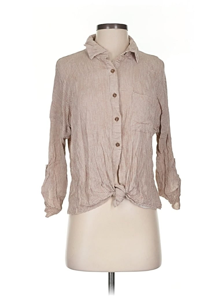 Pre-owned Gilli 3/4 Sleeve Button Down Shirt In Brown