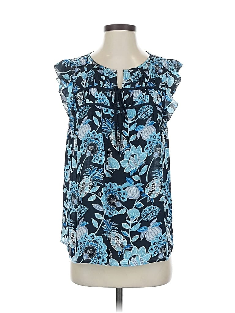 Pre-owned Ann Taylor Loft Sleeveless Blouse In Blue