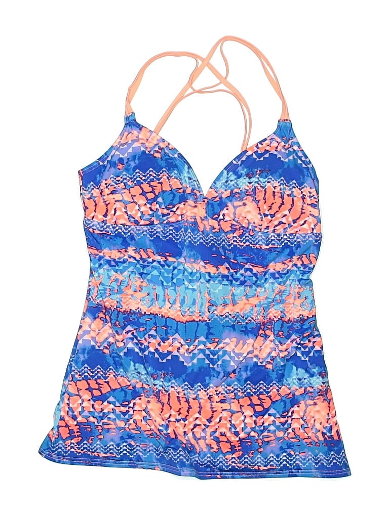Pre-owned Tyr Swimsuit Top Blue Print Pattern Swimwear