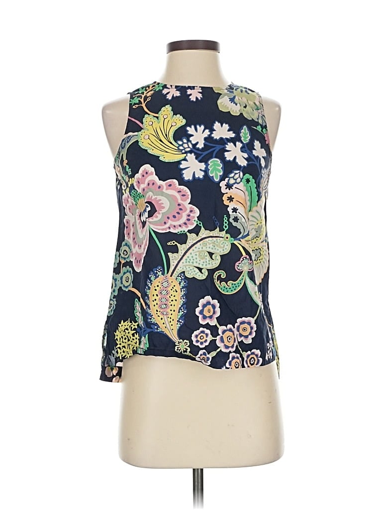 Pre-owned Liberty Art Fabrics For J.crew Sleeveless Blouse In Blue