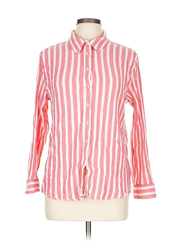 Pre-owned Universal Thread Long Sleeve Polo Shirt In Pink