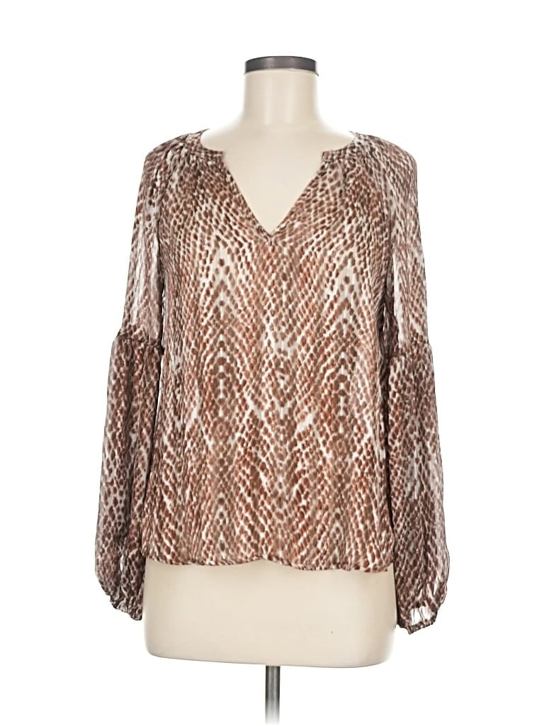 Pre-owned Blu Pepper Long Sleeve Blouse In Brown