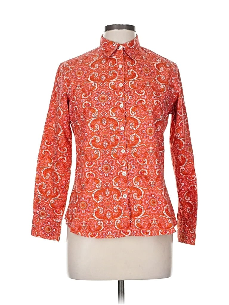 Click to view more detailed imagery on our partner's website Pre-owned Lands' End Long Sleeve Blouse In Orange