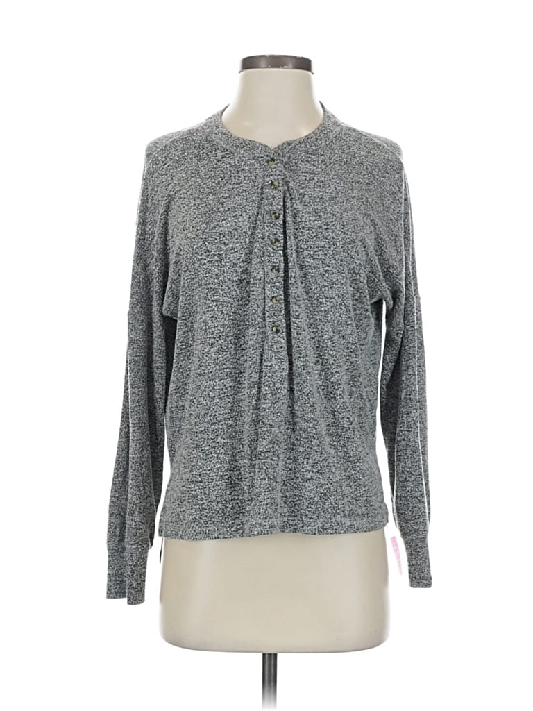 Pre-owned Lucky Brand Long Sleeve Henley Shirt In Gray