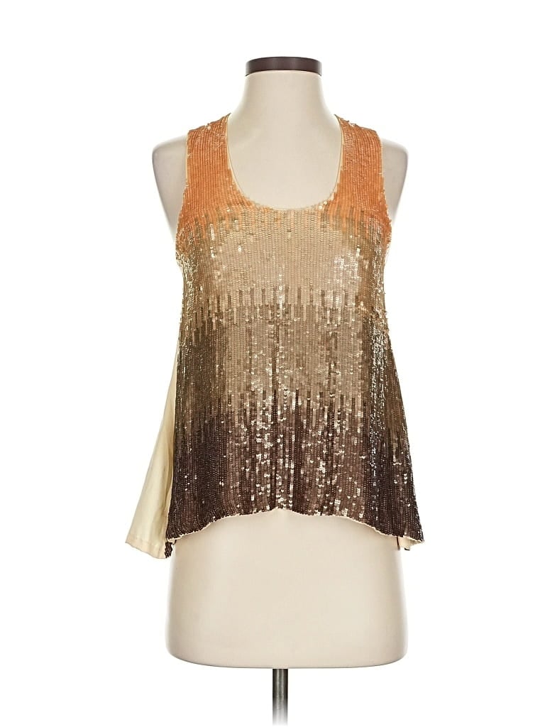 Pre-owned Assorted Brands Sleeveless Blouse In Gold