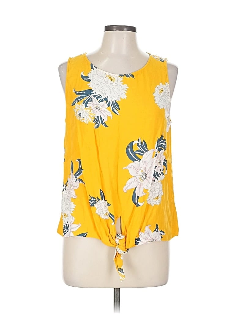 Pre-owned Ann Taylor Loft Sleeveless Blouse In Yellow