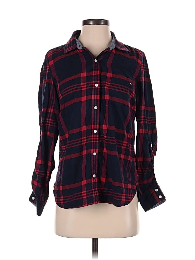 Pre-owned Tommy Hilfiger Long Sleeve Button Down Shirt In Red