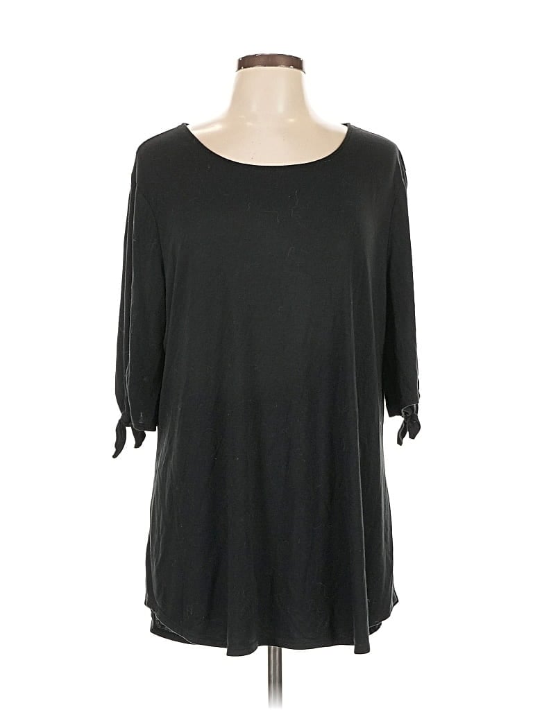 Pre-owned West Loop 3/4 Sleeve Top Black Boatneck Tops