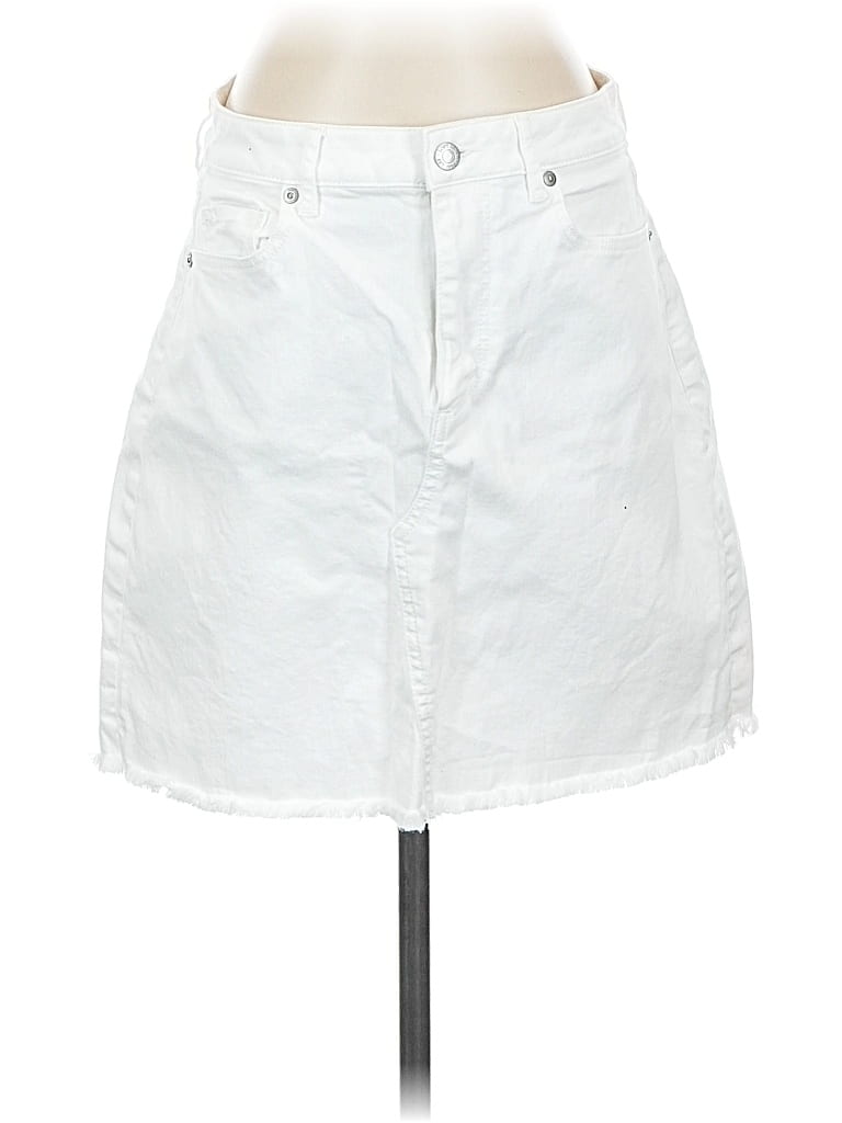 Pre-owned Ann Taylor Loft Denim Skirt In White