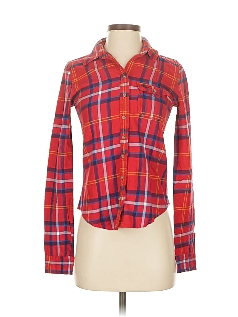 ABERCROMBIE & FITCH Pre-owned Long Sleeve Button Down Shirt In Red