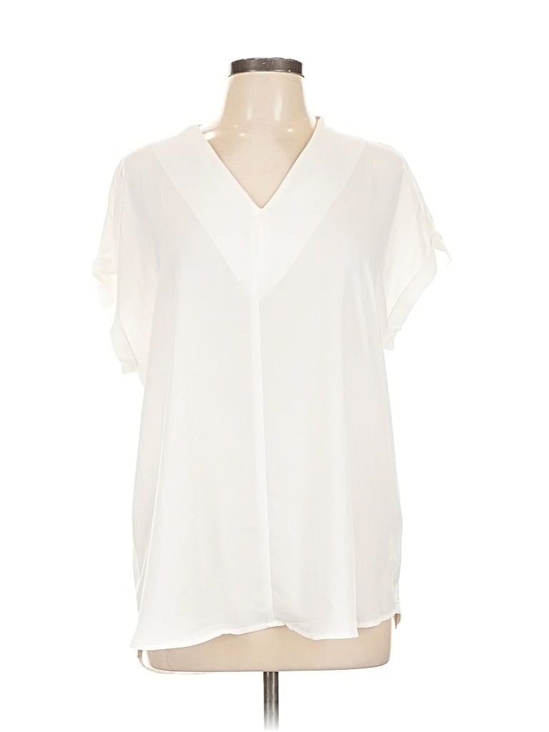 Pre-owned Pleione Short Sleeve Blouse In White