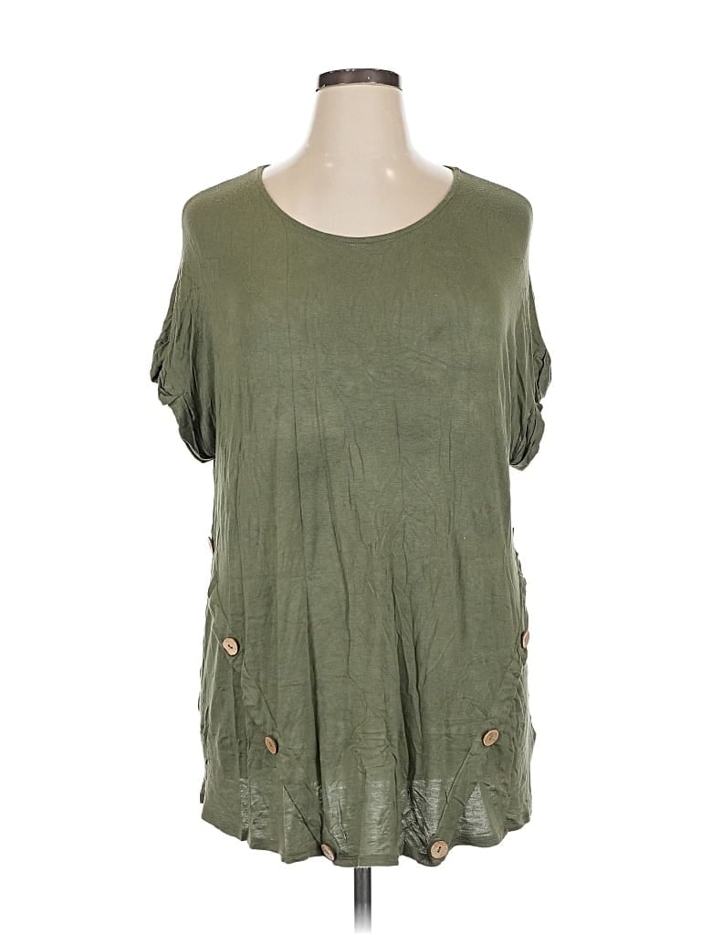 Pre-owned Misia Short Sleeve Top Green Scoop Neck Tops
