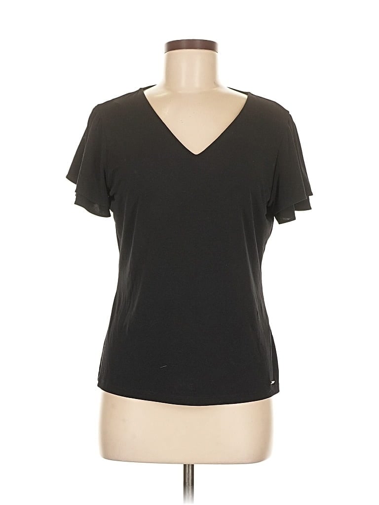 CALVIN KLEIN Pre-owned Short Sleeve Top Black V Neck Tops