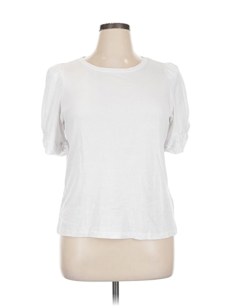 Pre-owned Ella Moss Short Sleeve T-shirt In White