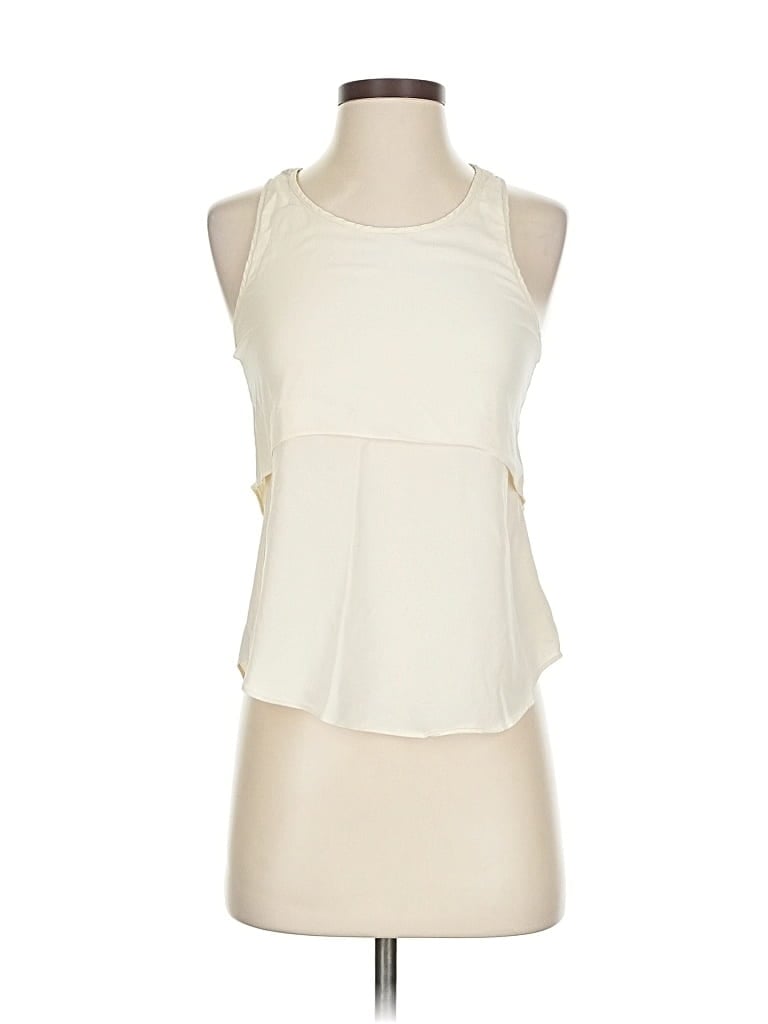 Pre-owned Theory Sleeveless Silk Top Ivory Halter Neckline Tops In White