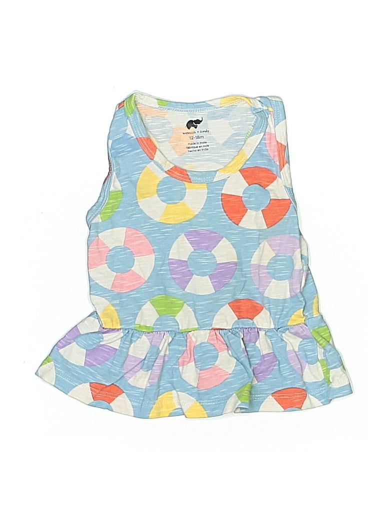 Pre-owned Monica + Andy Kids' Tank Top Blue Ruffles Neckline Tops