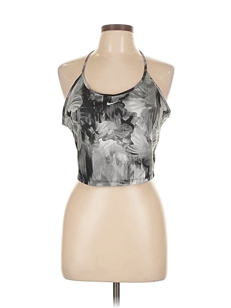 Pre-owned Nike Tank Top Silver Halter Neckline Tops