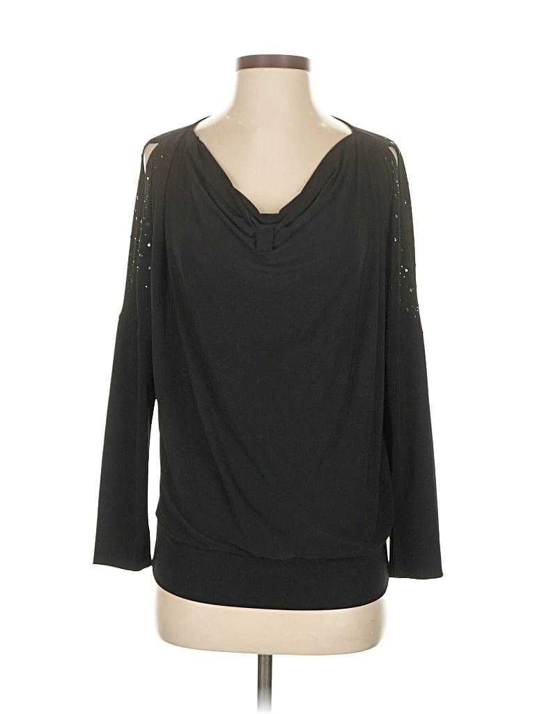 Pre-owned Chaus 3/4 Sleeve Top Black Cowl Neck Tops
