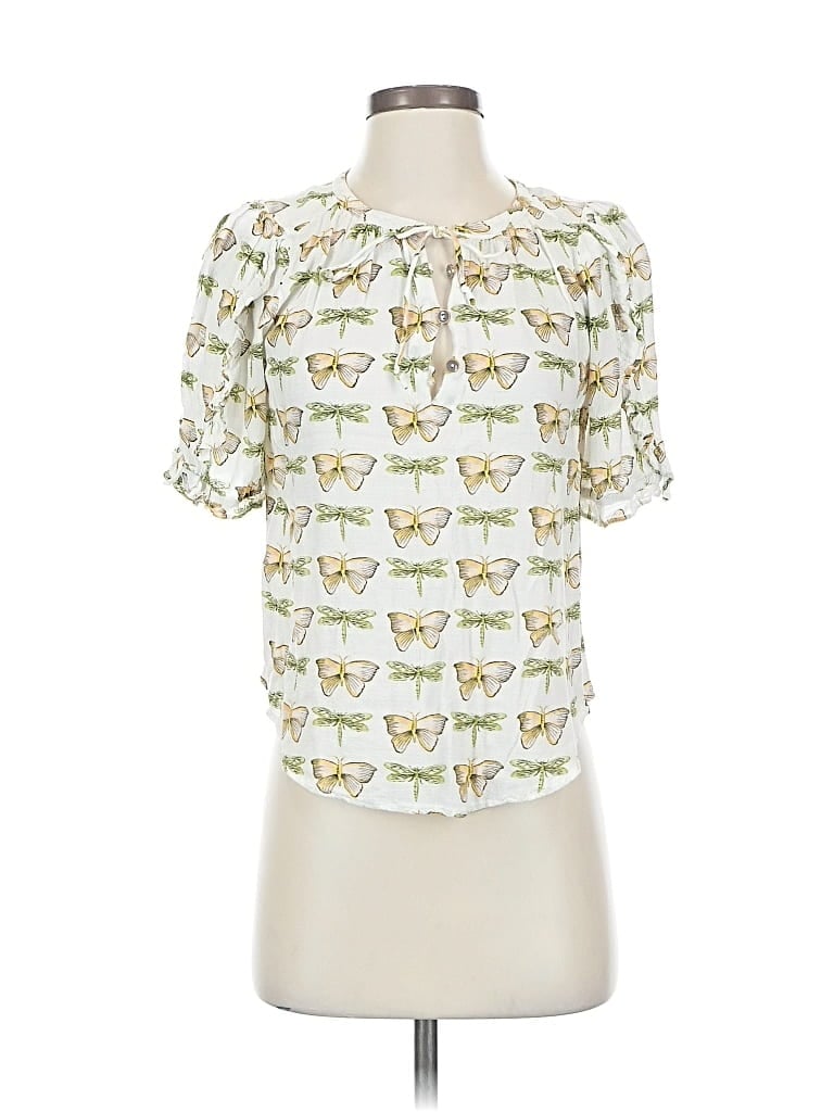 Pre-owned Maeve By Anthropologie Short Sleeve T-shirt In White