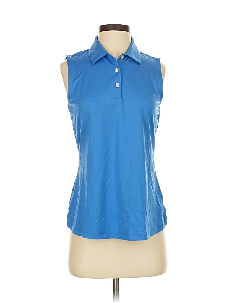 Pre-owned Greg Norman Sleeveless Polo Shirt In Blue