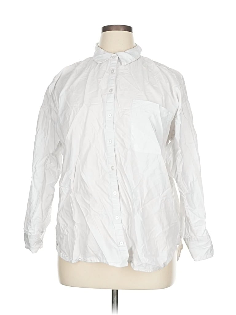 Pre-owned Ann Taylor Loft Outlet Long Sleeve Button Down Shirt In White