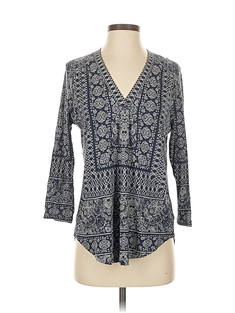 Pre-owned Lucky Brand 3/4 Sleeve Blouse In Blue