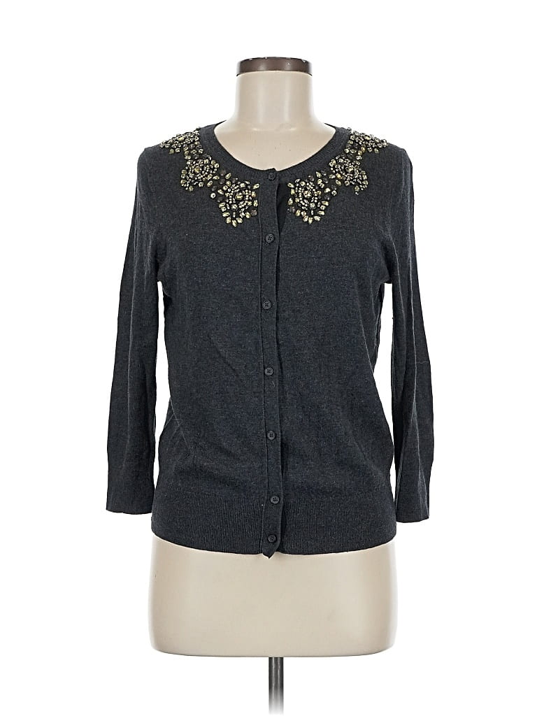 Pre-owned Ann Taylor Loft Cardigan Sweater In Gray