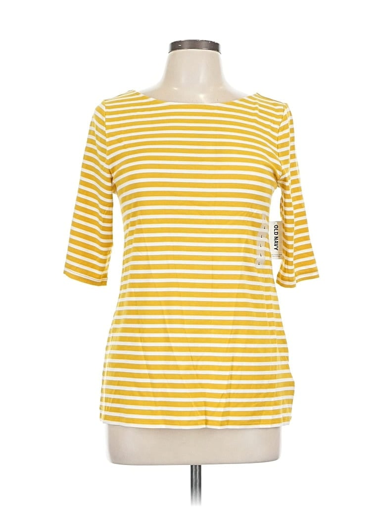 Old Navy 3/4 Sleeve Top Yellow Boatneck Tops