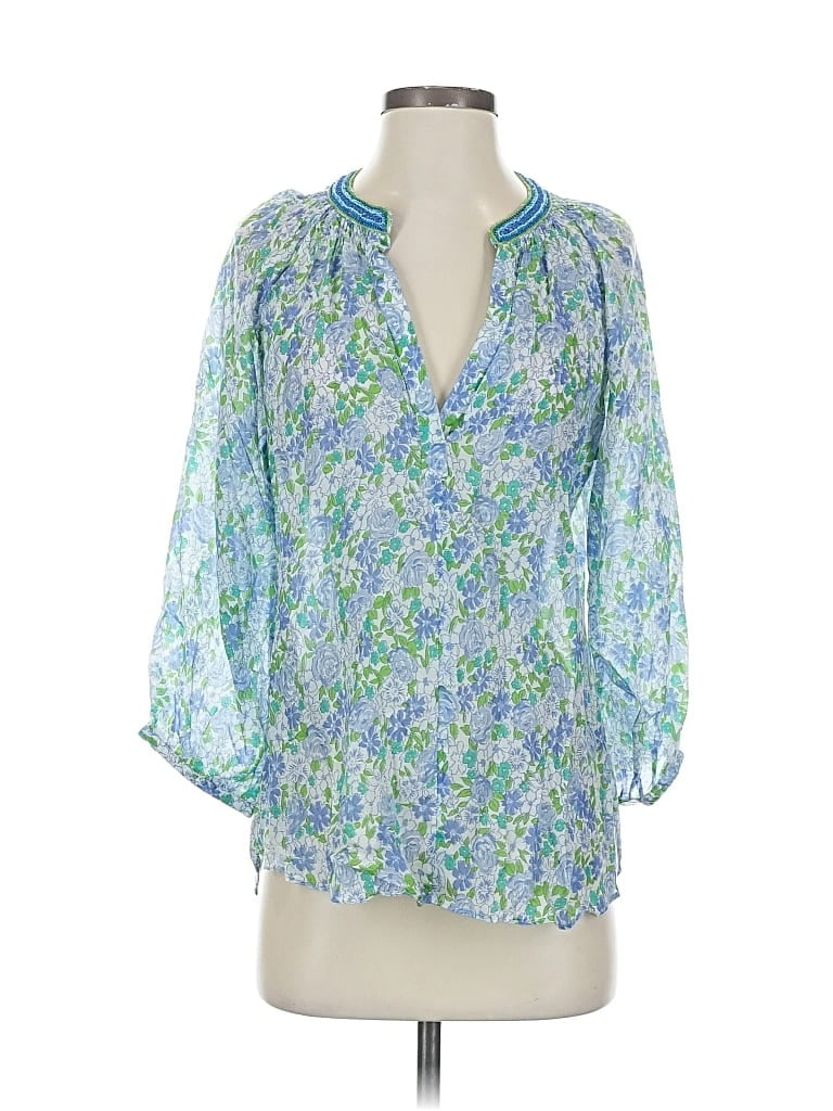 Pre-owned Bella Tu 3/4 Sleeve Blouse In Blue