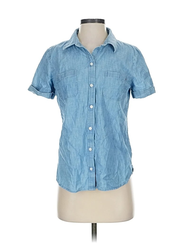 Pre-owned Tommy Hilfiger Short Sleeve Button Down Shirt In Blue