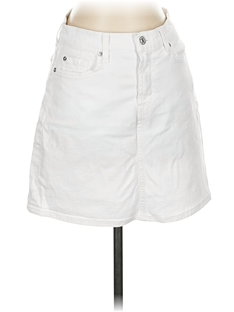 Pre-owned 7 For All Mankind Denim Skirt In White
