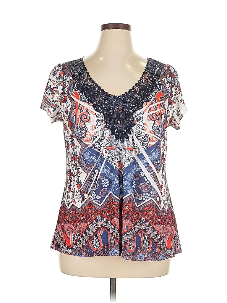 APT. 9 Pre-owned Short Sleeve Blouse In Blue