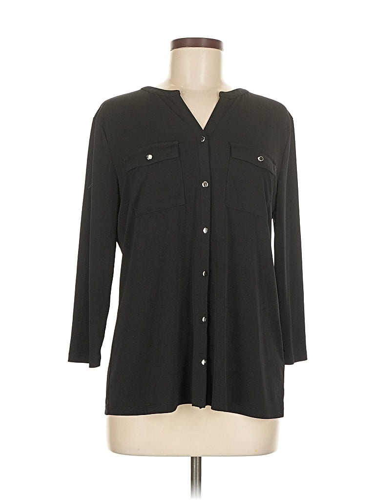 Pre-owned Croft & Barrow 3/4 Sleeve Blouse In Black