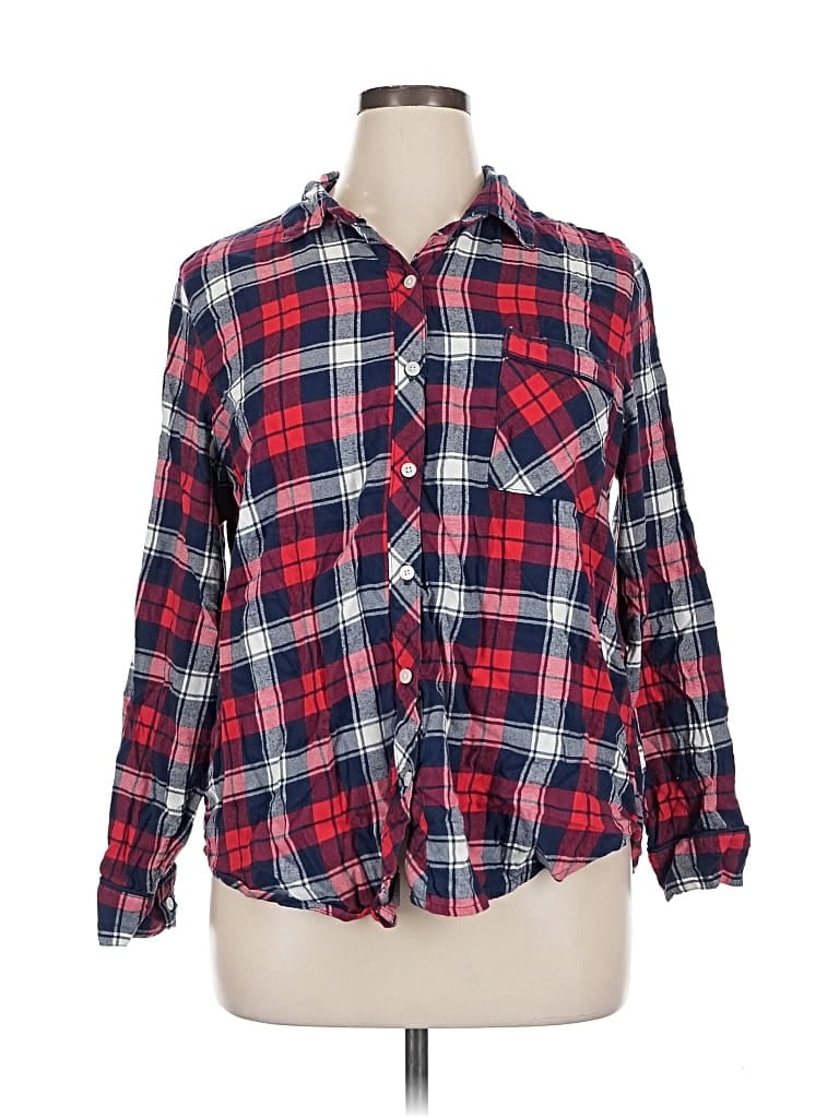 Pre-owned Aerie Long Sleeve Button Down Shirt In Red