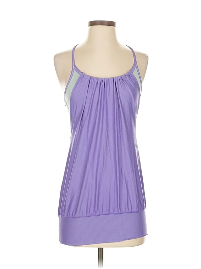 Pre-owned Lululemon Athletica Tank Top Purple Color Block Pattern Halter Neckline Tops