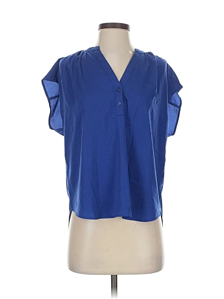 Pre-owned Banana Republic Factory Store Short Sleeve Blouse In Blue