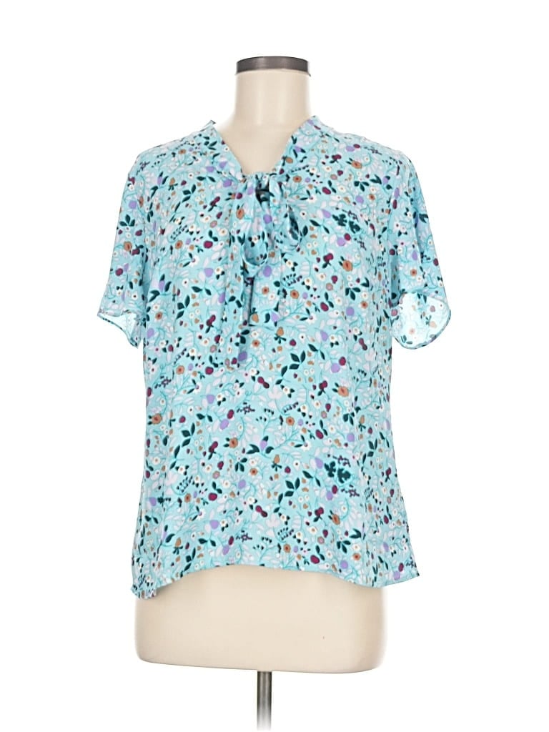 Pre-owned Talbots Short Sleeve Blouse In Blue