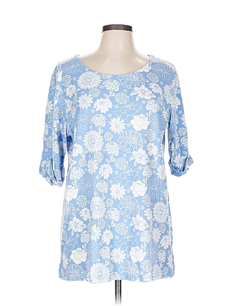 Pre-owned Blair Short Sleeve Blouse In Blue