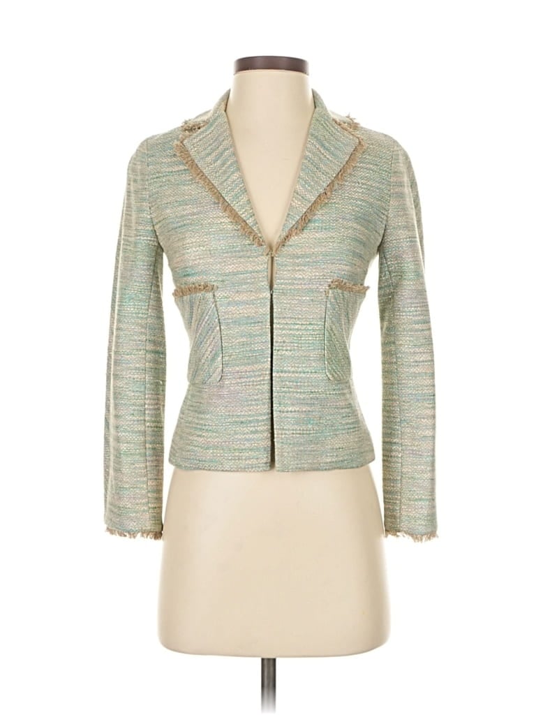 Pre-owned Bcbgmaxazria Silk Blazer Jacket In Blue