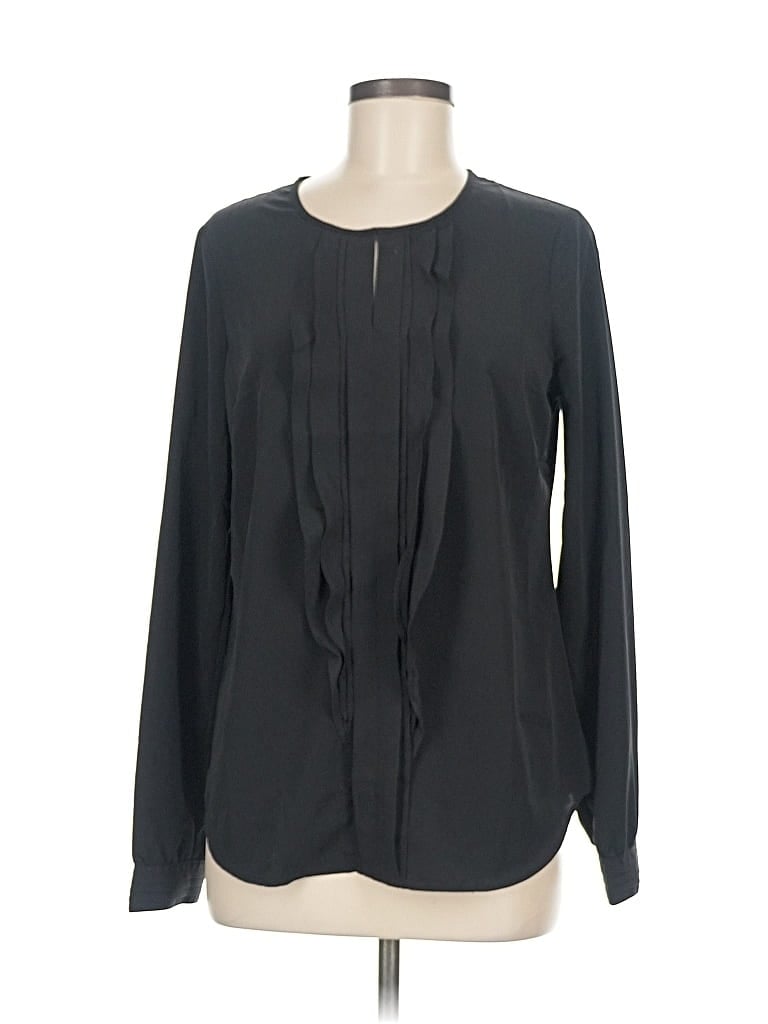 Pre-owned Lands' End Long Sleeve Blouse In Black