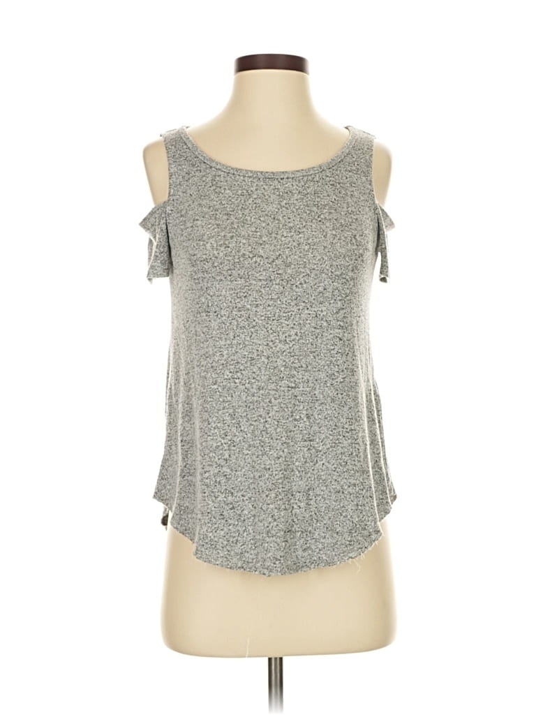 Pre-owned Hollister Tank Top Gray Cold Shoulder Neckline Tops